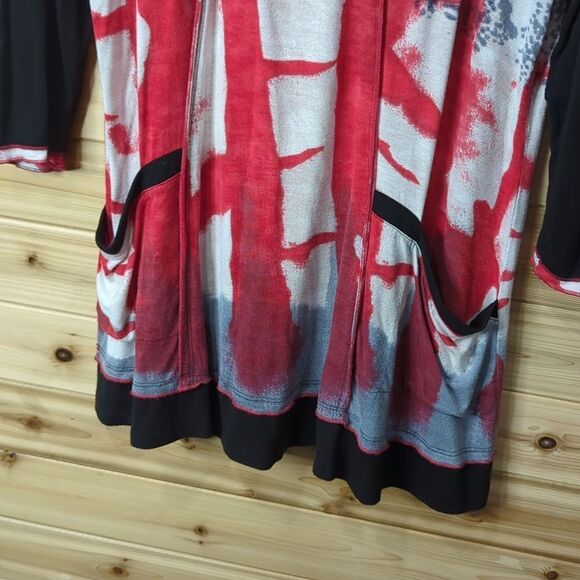 Parsley & Sage Top Womens XL Multicolor Art Blouse Black and Red Tunic - Picture 3 of 8